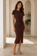 Twist-Front Midi Dress