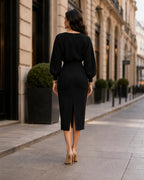 Skulpturiertes Cowl-Neck-Midikleid