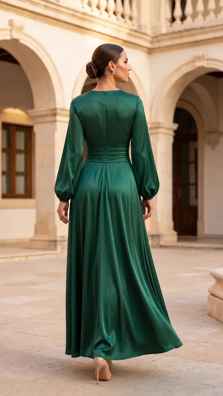 Satin Pleated Maxi Dress
