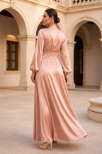 Satin Plissee Maxi-kleid