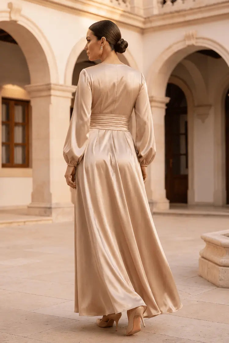 Satin Pleated Maxi Dress