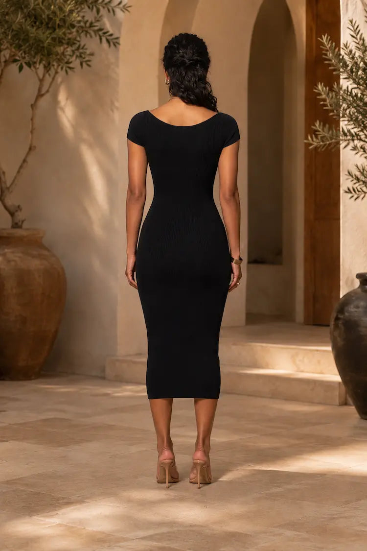 Wandelbares Herzausschnitt-Midikleid