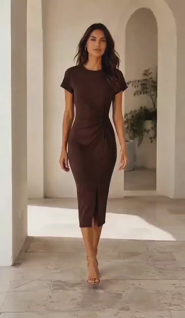 Twist-Front Midi Dress
