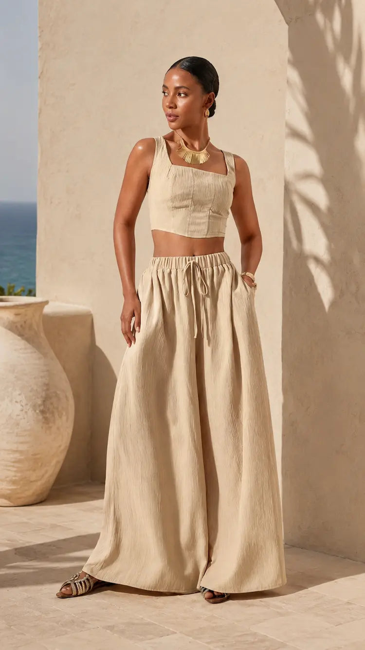 Structured Wide-Leg Set