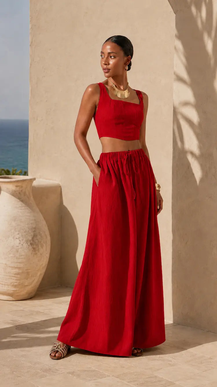 Structured Wide-Leg Set